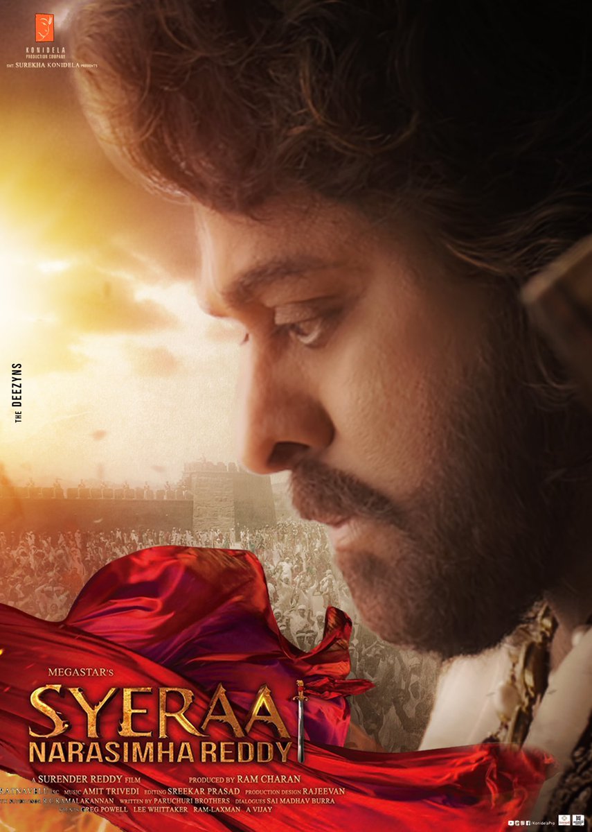 thedeezyns's tweet photo. Here’s our poster design for Megastar Chiranjervi’s Magnum Opus #SyeraaNarasimhaReddy

Designed by: @thedeezyns
Please share and follow us for more interesting and creative designs. Share the max ❤️❤️❤️❤️
#syeraateaser #SyeRaaTrailer #SyeRaaOnOct2nd https://t.co/sTQkhOCy3A