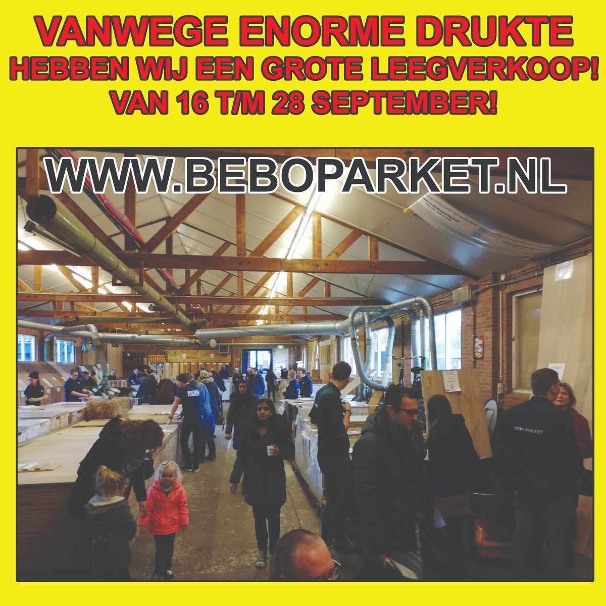 VANWEGE ENORME DRUKTE 😱

DEZE WEEK EN VOLGENDE WEEK!

💥 GROTE VLOEREN LEEGVERKOOP 💥

GRATIS VLOEREN OPHALEN BIJ BEBO PARKET!
beboparket.nl/gratis-laminaa…