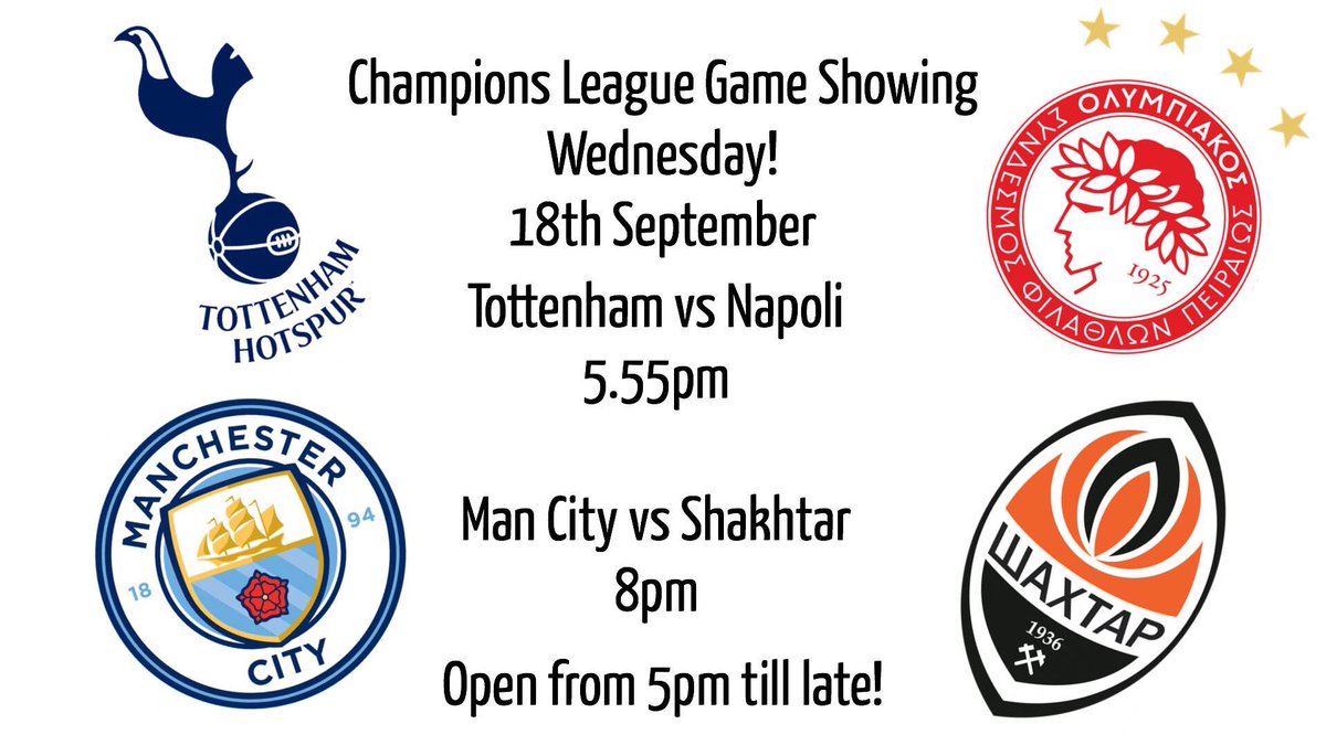 HoppilyUK's tweet photo. We’re open and are showing both #ChampionsLeague matches tonight! That’s #Tottenham vs #Napoli at 5.55pm and #ManCity vs #Shakhtar at 8pm!

#football #craftbeer #leighonsea #localbusiness #beerlounge #SouthendonSea #southendbusiness #thingstodoinsouthend #leighonseabusiness https://t.co/R0TOMXbbHr