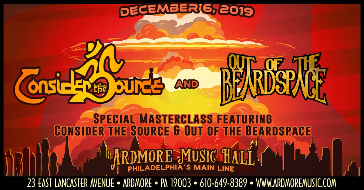 ArdmoreMusicPA's tweet photo. ๐ฎ๐ฎJUST ANNOUNCED๐ฎ๐ฎ From the outer depths of the musicverse comes a two-headed monster of a bill! Built from one part @CTS_Music and one part @OOTBSBeardspace - coming to our stage on 12/6!
~ On sale Friday 9/20 @ 11 am ~
#ConsiderTheSource #OutOfTheBeardspace #Progressive https://t.co/ljSDGPq6AS