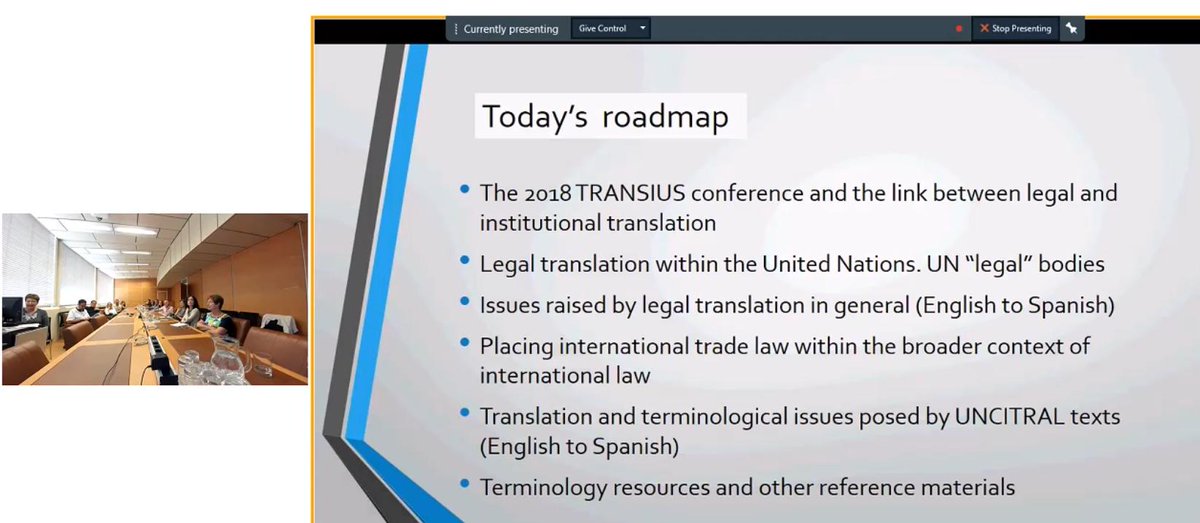 La Sección de Traducción al Español de Viena organizó un ciclo de dos charlas sobre la #traducción de documentos de derecho mercantil internacional y la labor de la #CNUDMI, en las que también participaron, presencialmente o a distancia, miembros de otras sedes y contratistas.