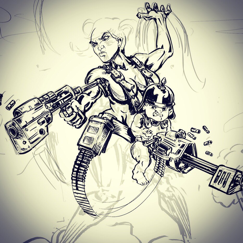 thebabybadass's tweet photo. Had to share this badass #wip cover being worked on by the super talented @KyleRoberts_Art #babybadassreturns #babybadass #comic #comics #art #comicbook #comicbooks #comicbookart #comiccovers #comicbookcovers #thefutureaintpretty #kyleroberts @ActionLabDanger https://t.co/ASE5OiGhBH