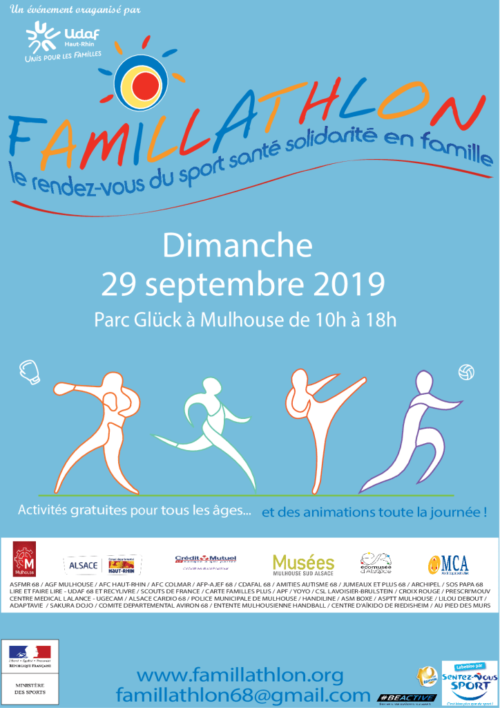Faites du #sport en famille avec la 1re édition du <a href="/Famillathlon_/">Famillathlon</a> à #Mulhouse dimanche 29 septembre : une journée gratuite et ouverte à tous pour pratiquer des activités sportives aux côtés de professeurs de sport, coachs et associations dédiées ! 🎽 👟 👪 bit.ly/2O7yXDF