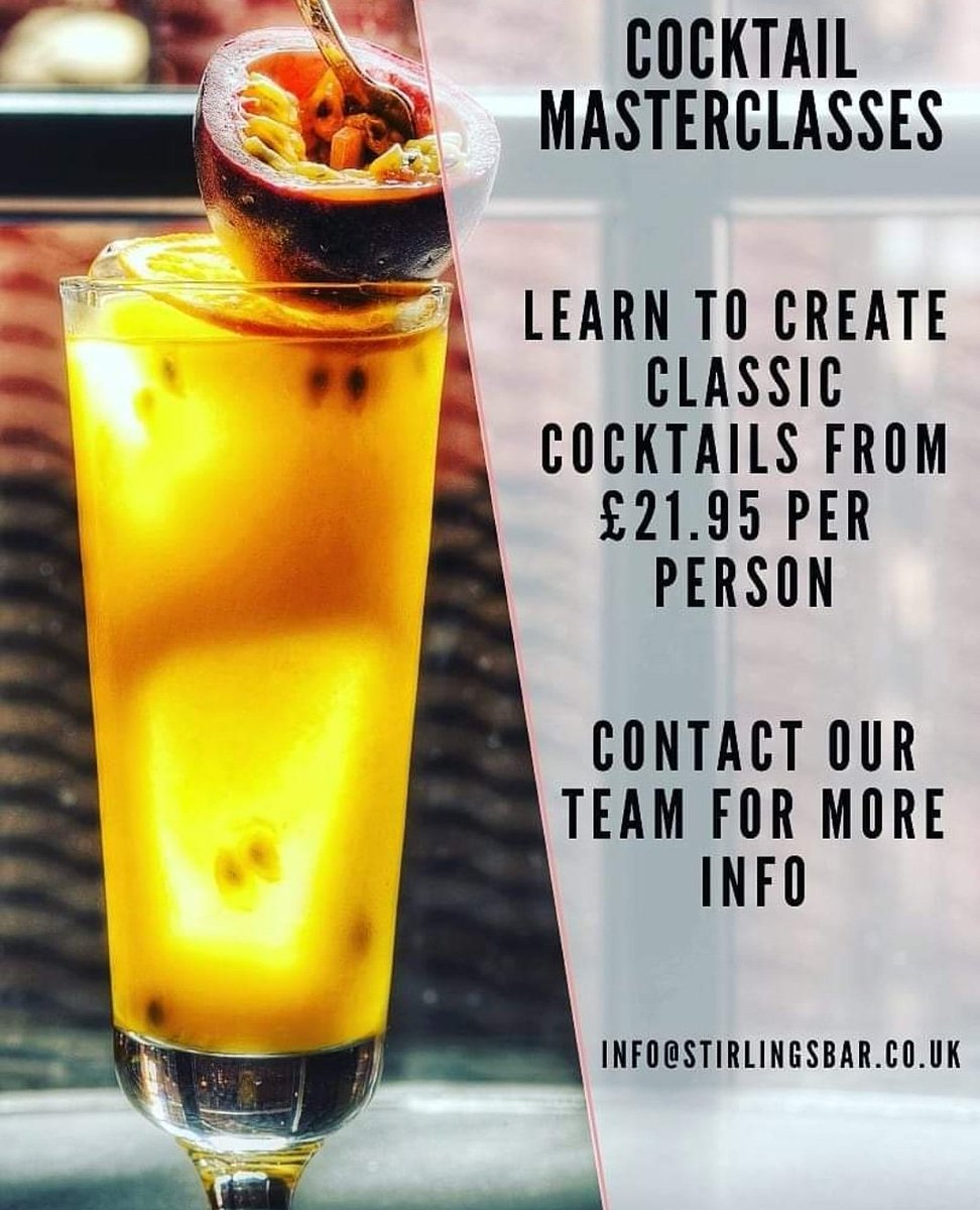 Cocktail masterclasses at Stirlings bar are fun-filled activities for hens do's stags do's, birthdays, friendly get togethers, team building... or just because you fancy one....! ⠀
#cocktailmasterclasses #cocktails #gin #vodka #rum #shake #muddle #stir #mixology #Stirlings #good