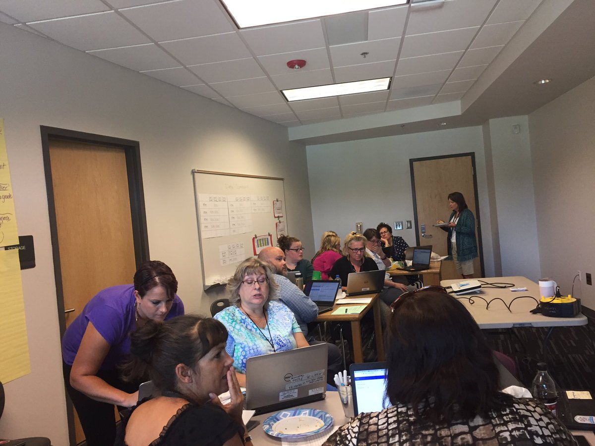 #OCSdatateams  8th grade DMS teachers brainstorming instructional strategies to impact the teaching and learning in the classrooms, setting up data teams templates, establishing calendars for priority standards