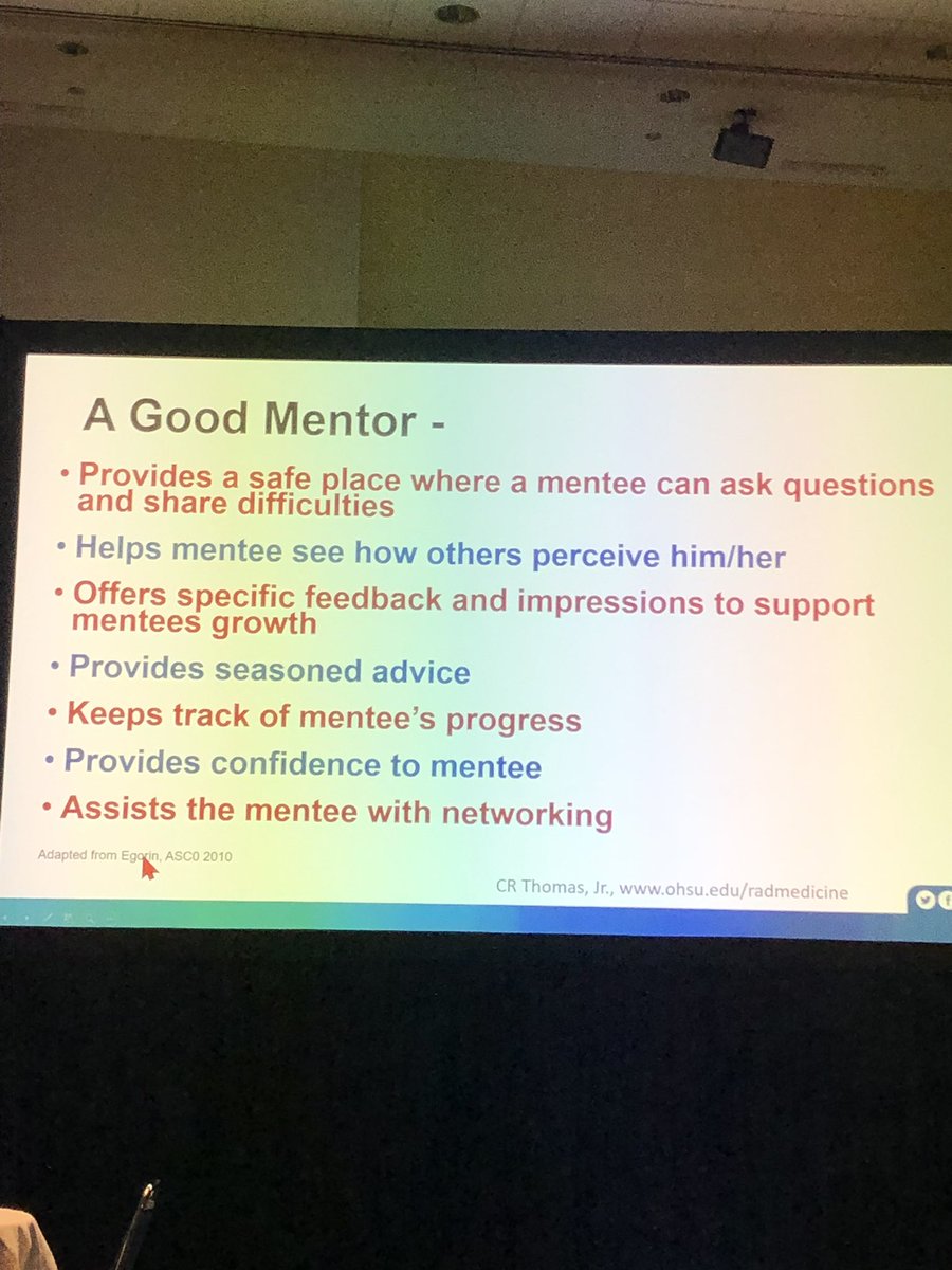 PercyLeeMD's tweet photo. Dr. Charles Thomas shares what it takes to mentor and be a mentee. If you’re building a team and you consider yourself as a ‘mentor’, you want your mentee’s growth to be steeper than your own. #ASTRO19 #radonc #OncoAlert @ARRO_org @ASTRO_org https://t.co/Jcehj2m7JE