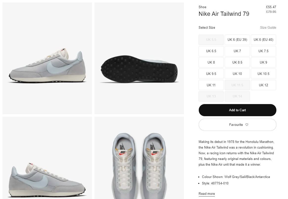 nike tailwind 79 wolf grey