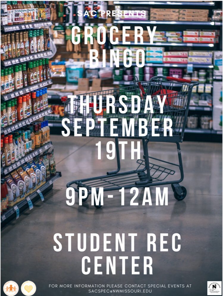 TOMORROW is grocery bingo!! We will start at 9pm at the rec center! Get ready for a night you sincerely won’t forget!!