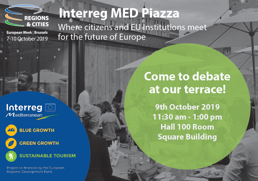 BlueGrowthCom's tweet photo. 📢Join us at Interreg MED Piazza and debate together on how to build a more sustainable, blue and greener Europe!
📅9 October 2019 | 11:30-13:00 | Brussels
Register until 27/09 : https://t.co/9xVgyIjNxc
#EURegionsWeek2019 #MadeinMED #EUinmyRegion #EUpeople #FutureOfEurope https://t.co/DWPXOs0wAM