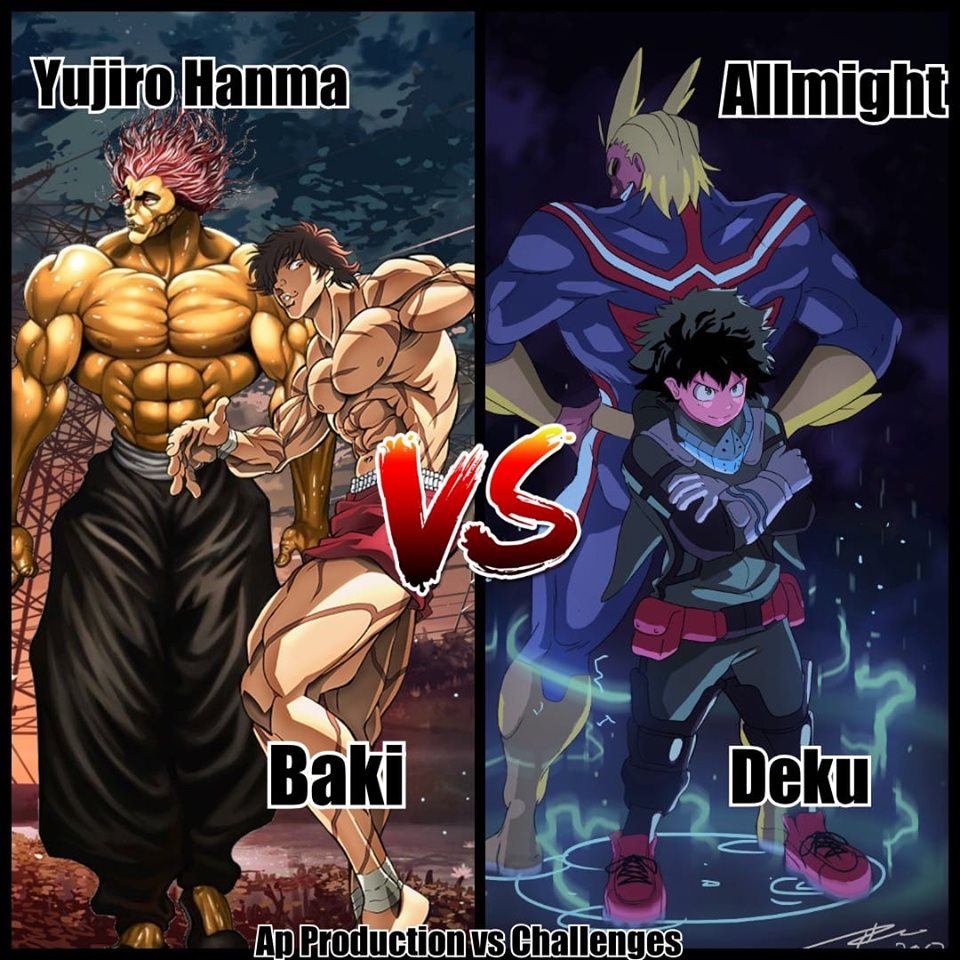 Hanma And Baki Vs Allmight And Deku Animebattles What a strange way to meet...
