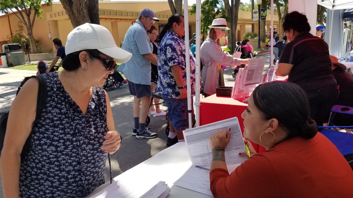 NM_HCA's tweet photo. Tanya Lucher and Dominic Jaramillo from NW Bernalillo Income Support Division were out in the community for Seniors Celebration Healthy Living Day at the State Fair last week! #ISD #NMHSD #communityoutreach https://t.co/JMDyNTCWno