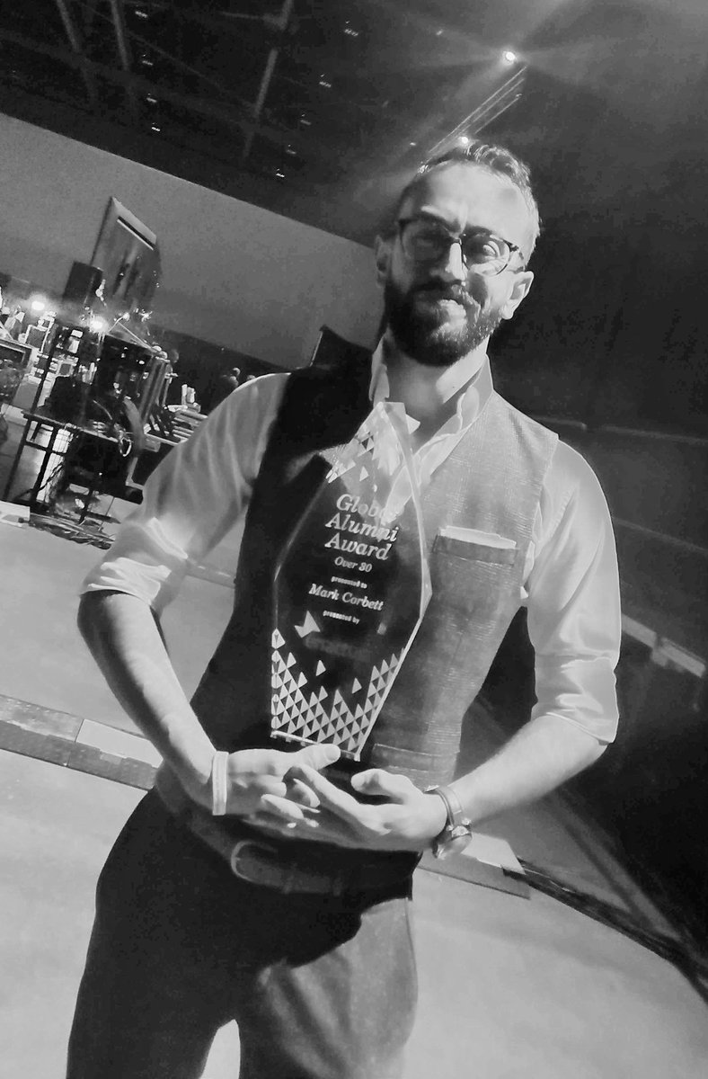 mwcorbett's tweet photo. Beyond humbled. 

Thank you @EnactusUK &amp; @enactus for awarding me Global Alumni of the Year (over 30s! 🙈) #EnactusWorldCup https://t.co/3EOgLZDPM2
