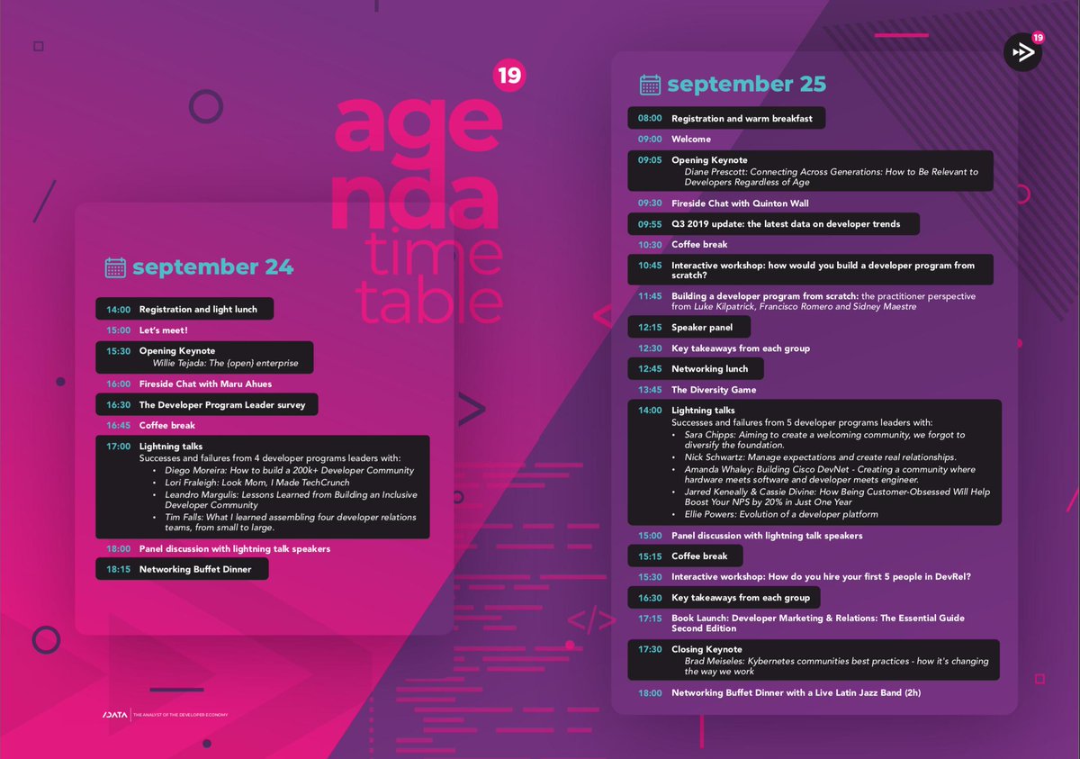 SlashDataHQ's tweet image. Coming soon on Future Developer Summit 2019:
Dinners are sponsored by @CatchyAgency 
#FutureDeveloper19