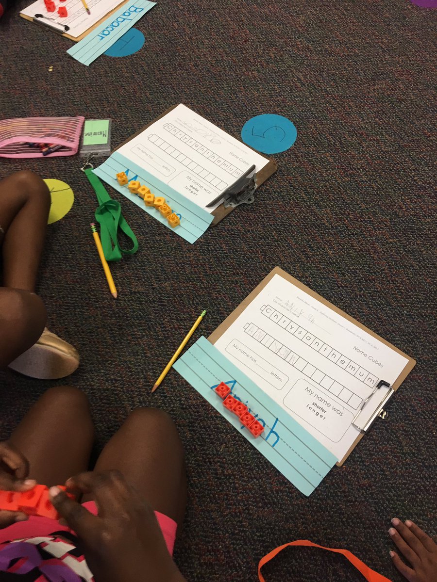 s_scappino's tweet photo. What’s in a name? Just like Chrysanthemum, our parents picked our names just for us and they’re absolutely perfect. We are observing , analyzing and learning all about our names.#printconcepts #comparingattributes #alphabeticprinciple #mathandliteracy @RiverBend_ES https://t.co/Mvdf48P18H