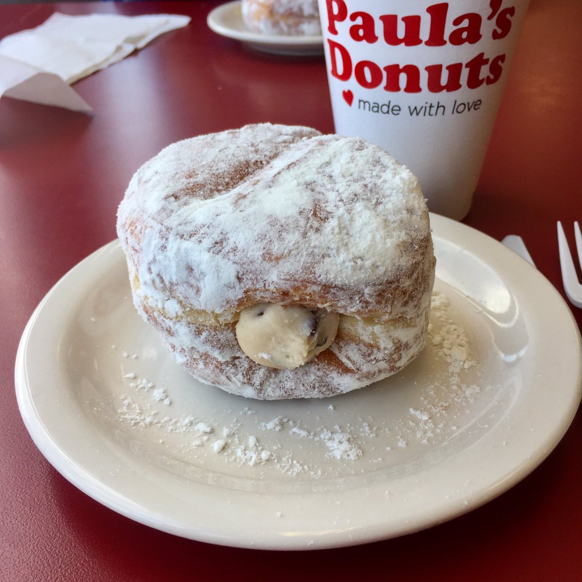 MaryNicWNY's tweet photo. Cannoli Donut. #yum #Paulas @PaulasDonuts https://t.co/mJASFY60Ra