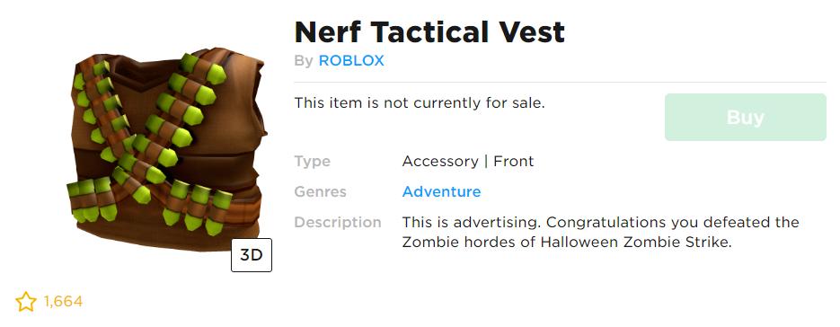Ivy On Twitter Roblox Has Just Updated The Nerf Tactical Vest Not Sure Why Since It Wasn T A Rental Item And Didn T Use Any Logos It Still Has The Nerf Brand Name - black military vest roblox
