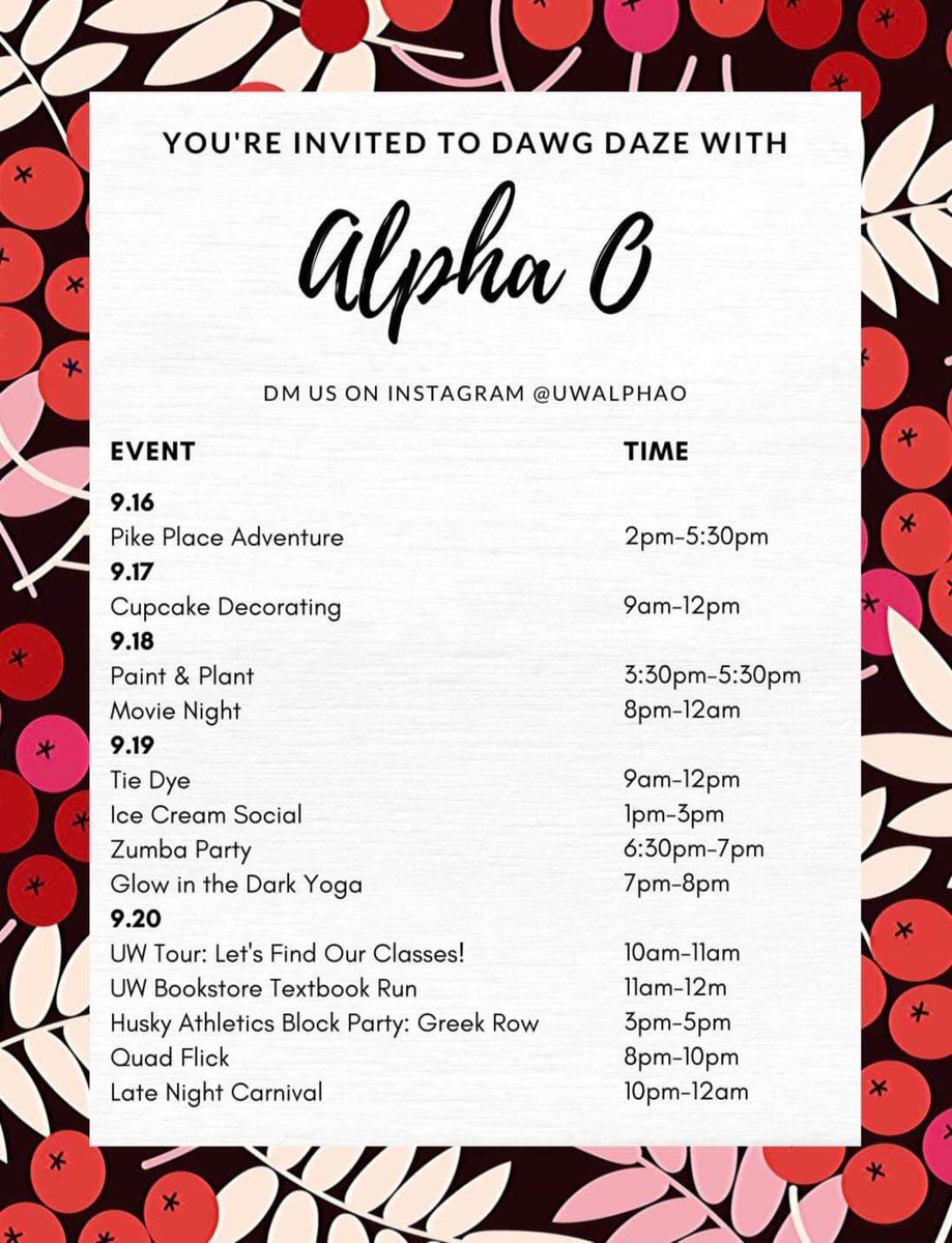 Interested in joining our sisterhood? Come meet us at these upcoming events!