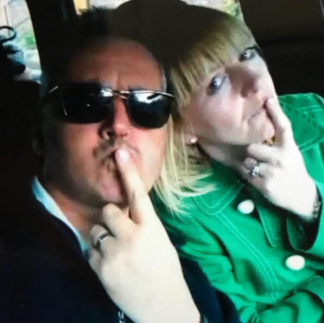 SFeattie's tweet photo. Him: 'Is it safe to come out yet'?

Her: 'Do you think everything has blown over about #MostHaunted being cancelled by @reallychannel' ?

Hmmmm 

The man in this picture is not me, nor am i his sister.

#Samurai 
#Imiss @derek_acorah https://t.co/foo6E21p2F