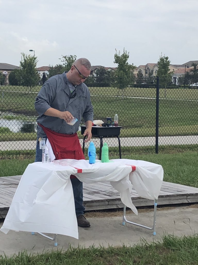 ECE_4thgrade's tweet photo. Mr. Bougher teaching 4th graders the difference between Physical changes and Chemical changes.  We are enjoying portable life! https://t.co/O0JKQedhfE