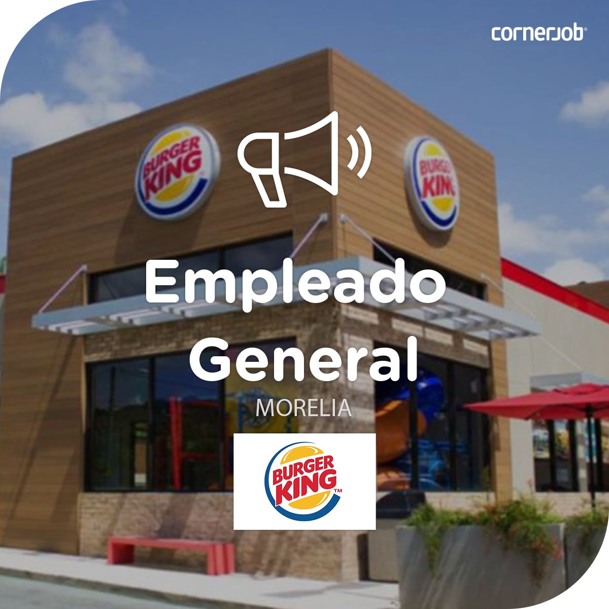 CornerJob_mx's tweet photo. 🔊 #OfertaDeTrabajo: Se solicita EMPLEADO GENERAL para trabajar en BURGER KING #MORELIA
Más info ➡️ https://t.co/A4FRQA2O2q https://t.co/w4fLuTC6Lz