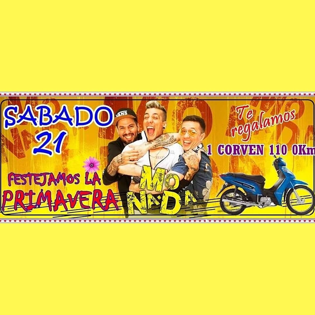 INFINITYFM8932's tweet photo. #agenda #cuarteto sábado 21 recibimos la #primavera junto a @monadaoficialok y en #complejoinfinity te regalamos una #moto 0 km IMPERDIBLE https://t.co/5ZQGPpxSwO