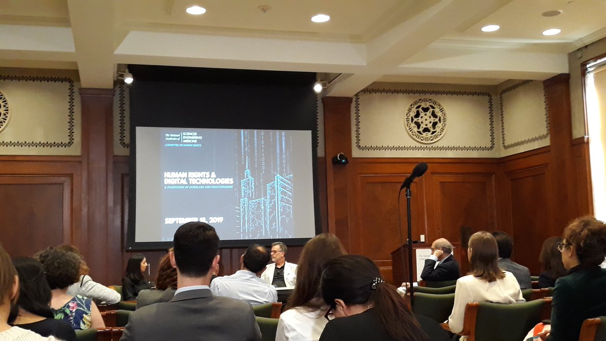 MikeNelson's tweet photo. Learning a lot as @ShanthiKalathil
interviews @RonDeibert about Arab Spring, Edward Snowden, and the rise of #SurveillanceCapitalism (at #CHRdigitalTech at NAS in DC). Worries about a "market failure" of civil society and academia. "Public health crisis"!! https://t.co/EIhcu8TPzb