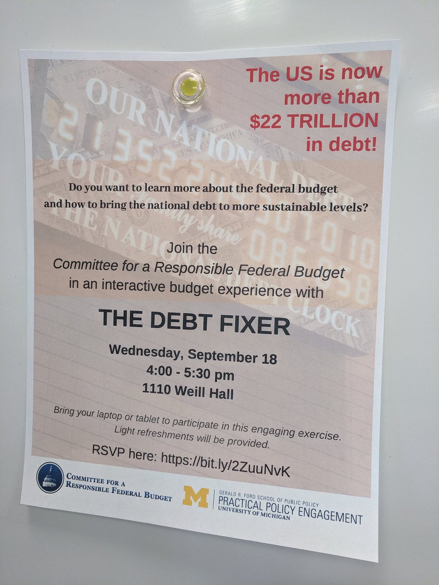 TylerEvilsizer's tweet photo. Excited to present our updated #debtfixer at the @fordschool! We'll find out if students can @FixtheDebt with the same options available to policymakers...4pm https://t.co/PkvcIX8qwd