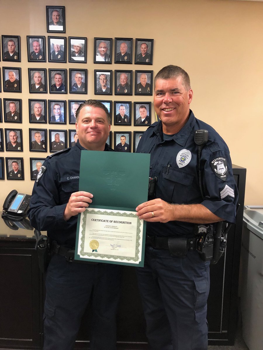 WestervillePD's tweet photo. Congratulations to Sergeant Steve Fridley on 30 years of service to the city! https://t.co/06pChZQWIK