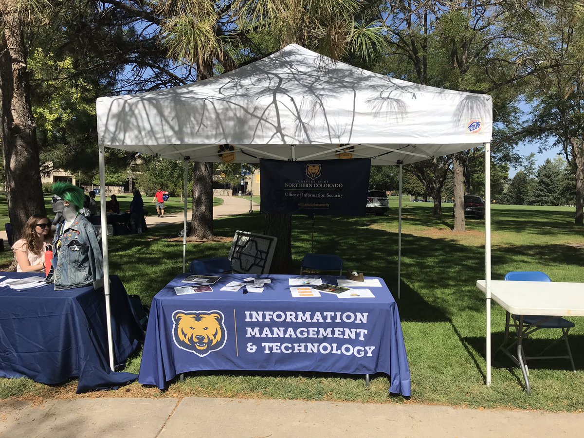 ForrestSwick's tweet photo. The Office of Information Security is at the UNC Health and Safety Fair. Please stop by for https://t.co/6oHoioOxxM\CyberSecurity resources... Just West of McKee Hall! #CyBEARaware #UNCBears #RowingNotDrifting #BearsKnowBetter #CyberAware https://t.co/0UkTHaQ5WO