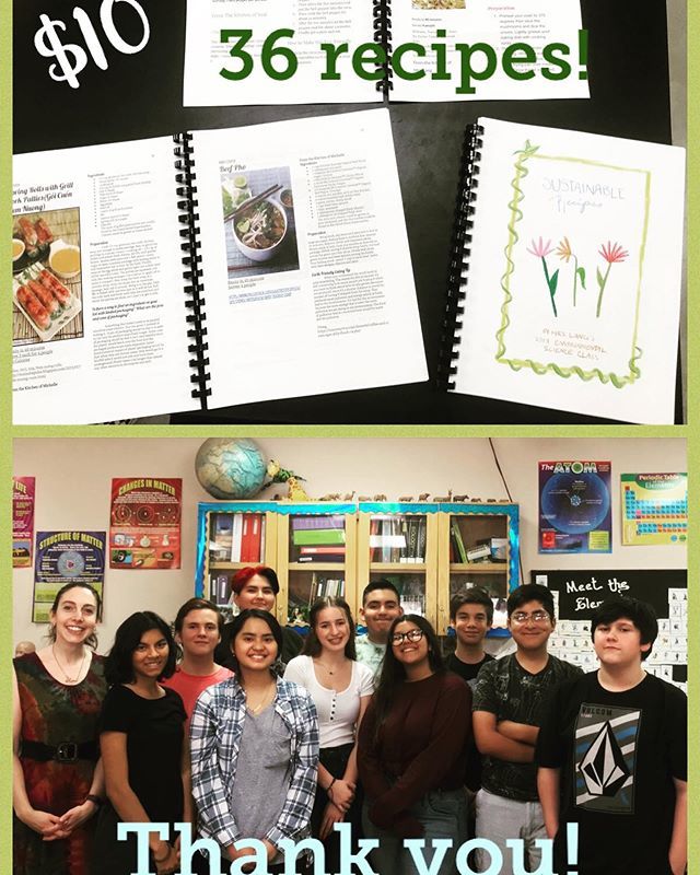 PresidioSchool's tweet photo. The high school environmental science students have written a sustainable cookbook full of 36 delicious, nutritious, and earth-friendly recipes! 
Munch on some mozzarella tomato bruschetta! Salivate over shrimp stuffed bell peppers! Chomp down on chocola… https://t.co/A8RQjZodLZ https://t.co/AH5Tzp0WVR