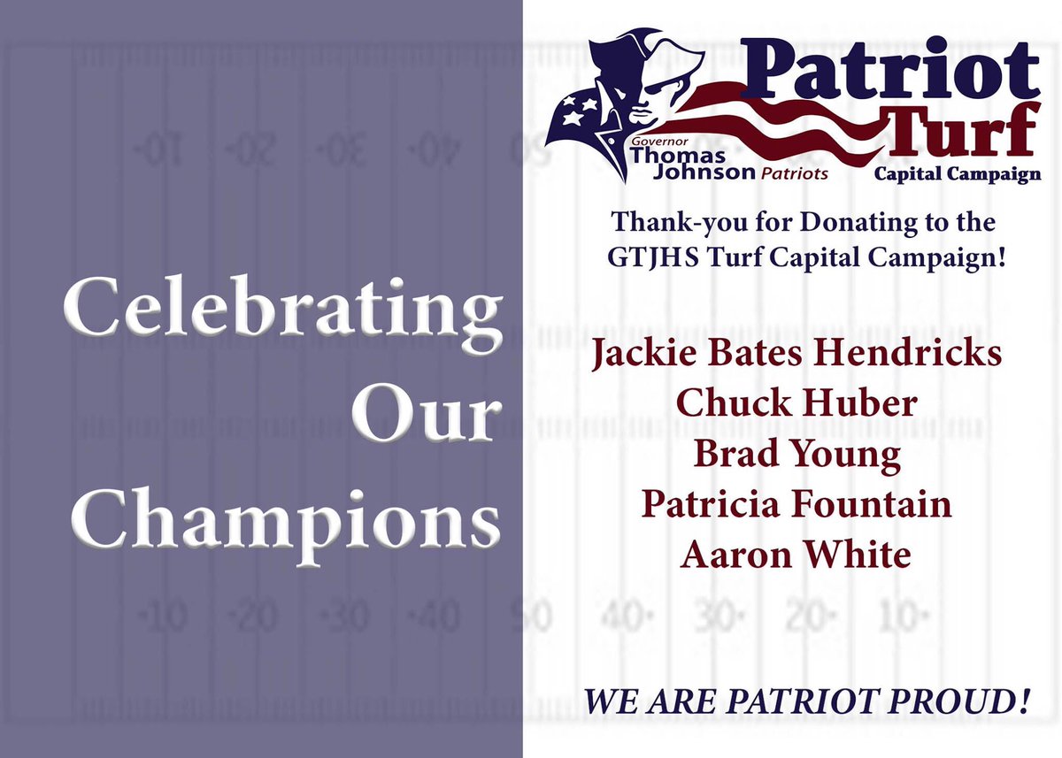Thanks to our latest donors!! We appreciate your contribution to our cause. 
#BeOurChampion #TJPatriotPride