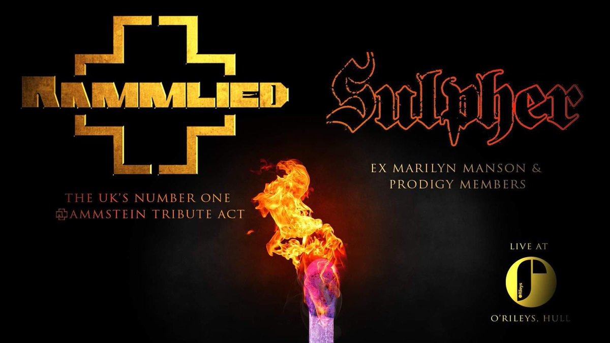 Sulpher live in HULL at ORileys Nov 1st 2019 with @rammlieduk uk ultimate tribute to Rammstein <a href="/orileyshull/">O'Rileys Hull</a> 
£10 in advance/ £15 on door.

Tickets: skiddle.com/whats-on/Hull/… #rammstein #rammsteintribute #sulpher #band #industrialmetal #robholliday #marilynmanson #theprodigy