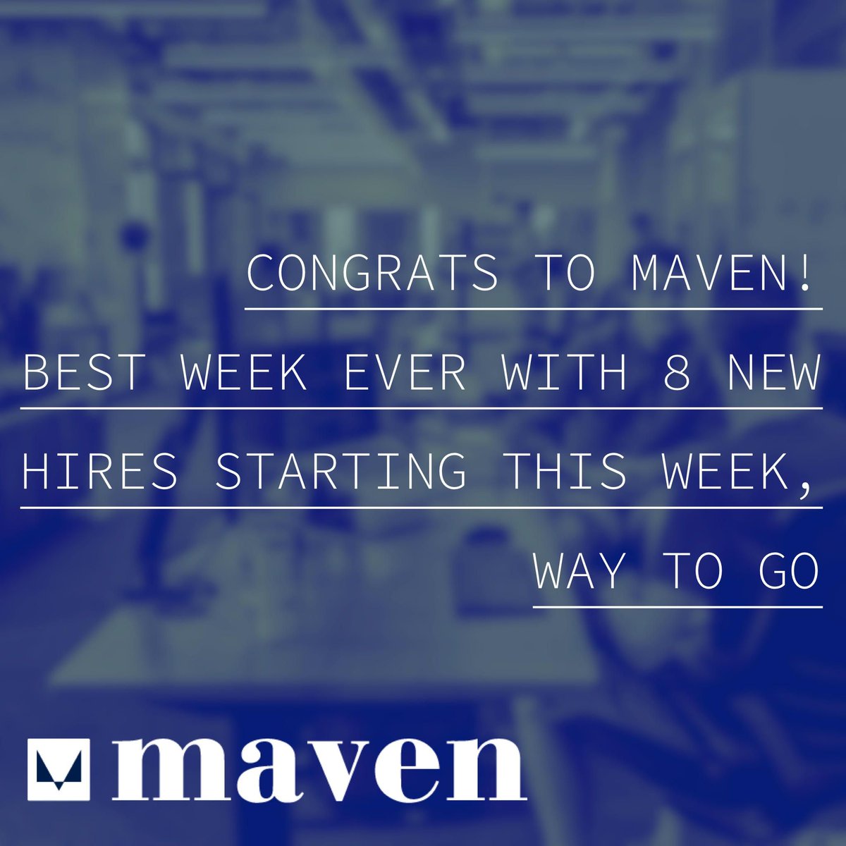 MAVEN777's tweet photo. Congrats to Maven, they had their best week ever with 8 new hires starting this week alone! Great work 👍  #columbusbusiness #hiring #HR #jobshiring #nowhiring #smallbusinesscolumbus https://t.co/zknbywgoMO