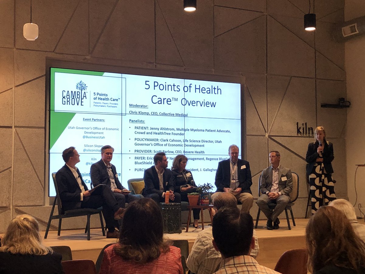 JennDanielson's tweet photo. 5 Points of Healthcare kickoff with @CambiaGrove Utah. Sharing patient, policymaker, provider, payer and purchaser perspectives on the greatest challenges in healthcare with health care innovators to continue to encourage solutions. https://t.co/6qd24Vy2Mt