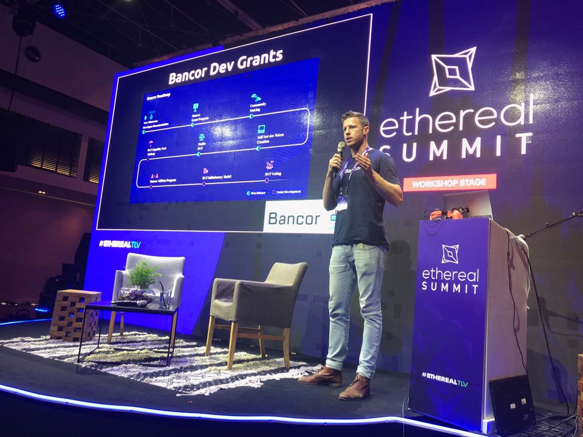 cotdamgenius's tweet photo. .@NateHindman в рамках #EtherealBlocks Hackathon огласил победителей & презентовал новую программу грантов Bancor @EtherealSummit 🏆
Победители:
- CommunitETHs: https://t.co/yGgVc7y5HC
- Blockchain Conversion Widget: https://t.co/lFgeGw5ptd
@gitcoin #DeFi #EtherealTLV #TLVBW https://t.co/dTVEsibESb