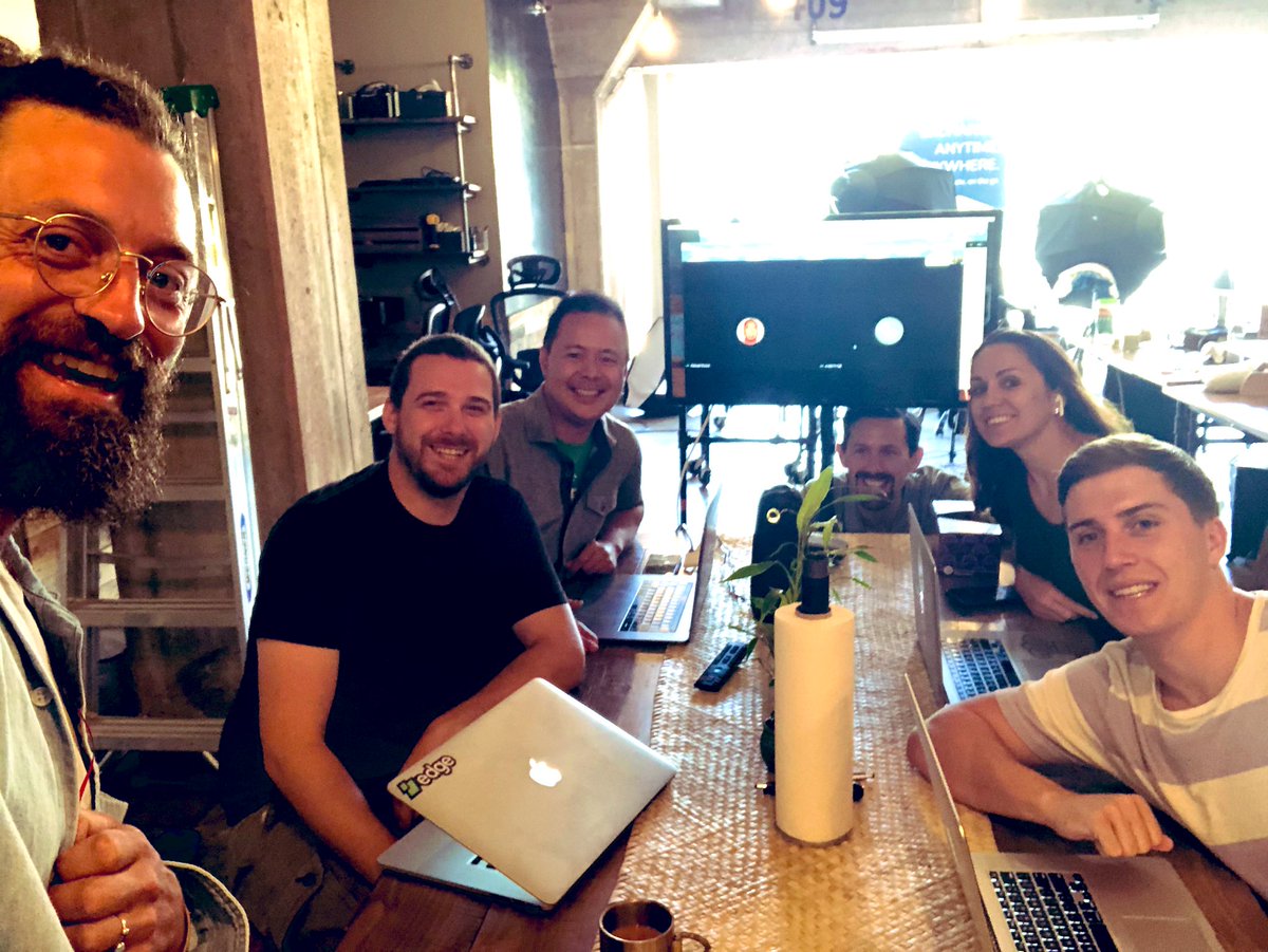EdgeWallet's tweet photo. Love seeing our friend @kylekemper #swisskey at the @EdgeWallet office today hanging with @paullinator , @s_tec, @brettmaverick_ (remote), @peach_bits_, @rjrs2k (remote), @PayneFullHuman and @peterjohnobrien #edgewallet #edgeapp #cryptocurrencywallet #notyourkeysnotyourcrypto https://t.co/OFsUxe1vWR