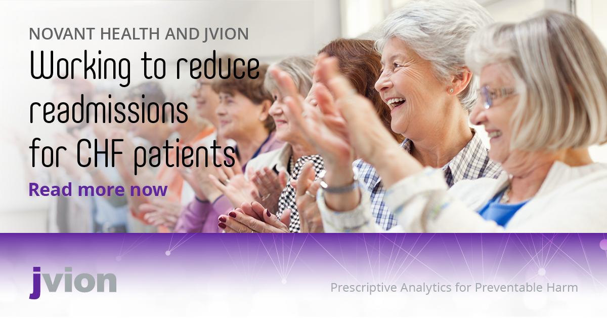 JvionHealth's tweet photo. .@NovantHealth is leveraging #AI to decrease #CHF readmission with inaugural Institute of Innovation and AI partner Jvion. Learn more now: https://t.co/877vZKnwRF @msPartner https://t.co/cb3xakfp1R