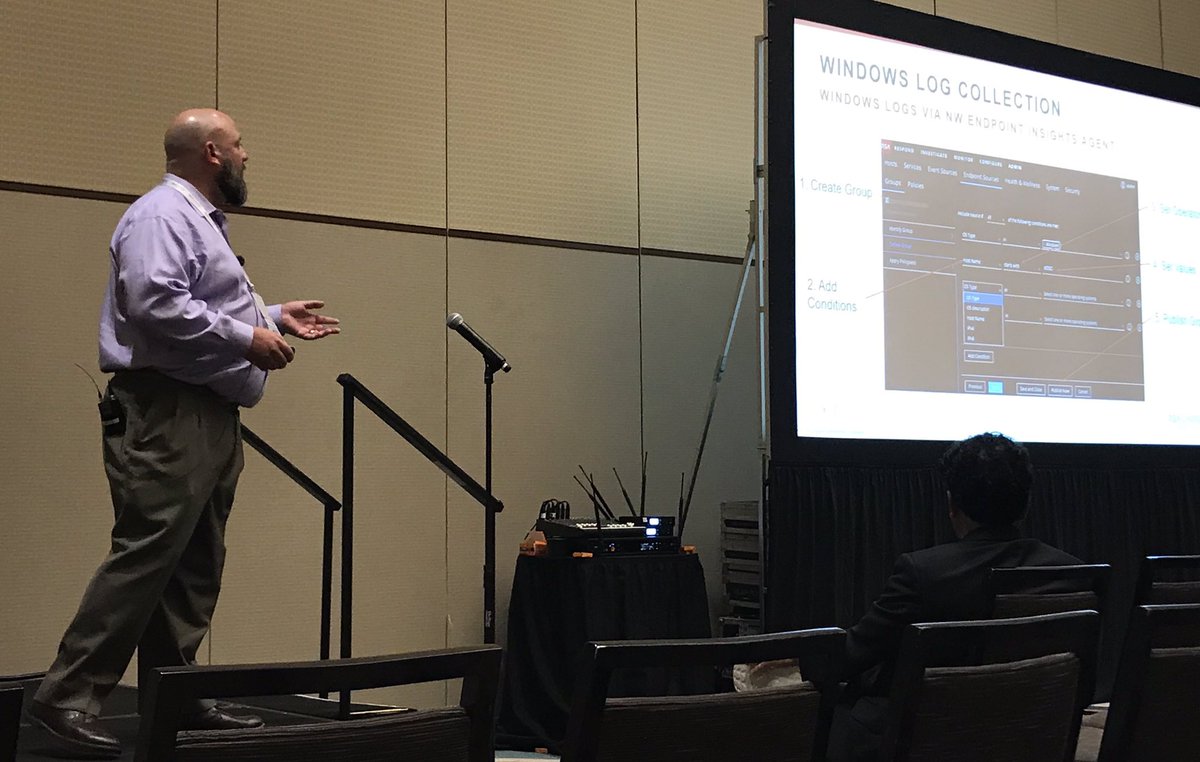 jeffshurtliff's tweet image. RSA’s Mitch Hanks highlights the many new improvements to #LogCollection and parsing in the RSA #NetWitness Platform during his “Log Anything” session at #RSACharge.  #SIEM #ThreatDetection