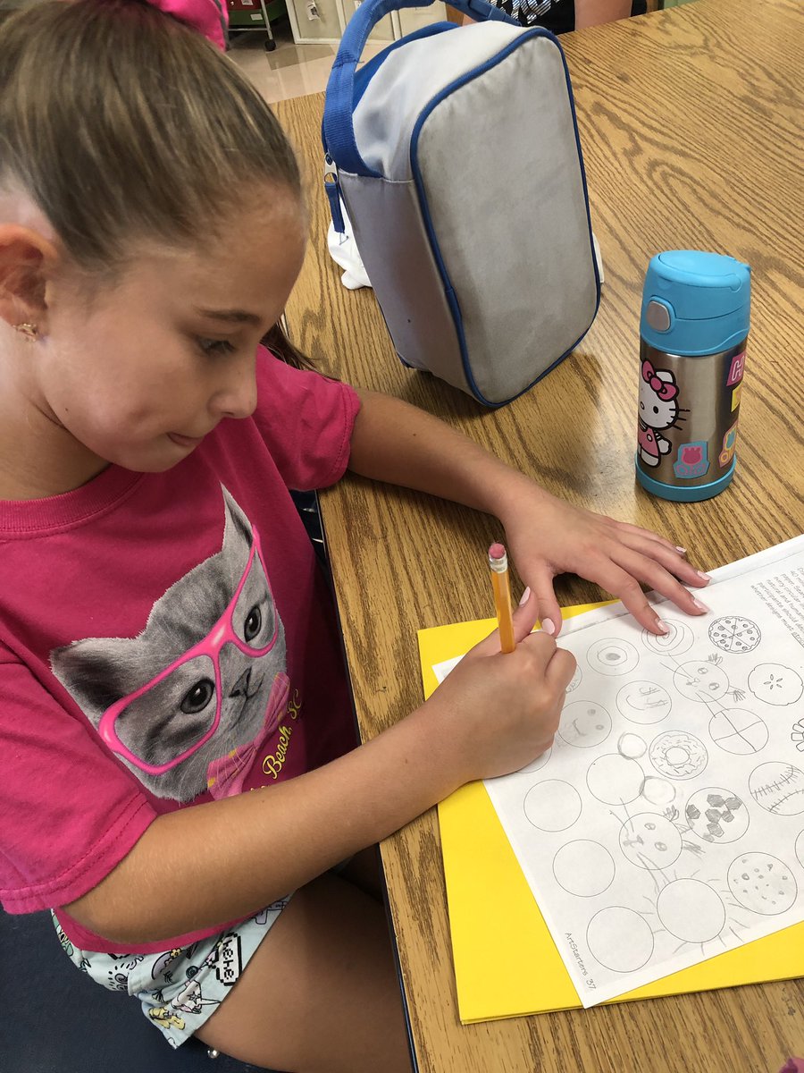 teach_Rader's tweet photo. Using our recess cooldown time to flex our creative muscles.  How many circular designs can you come up with? https://t.co/eEVkyCR6N4