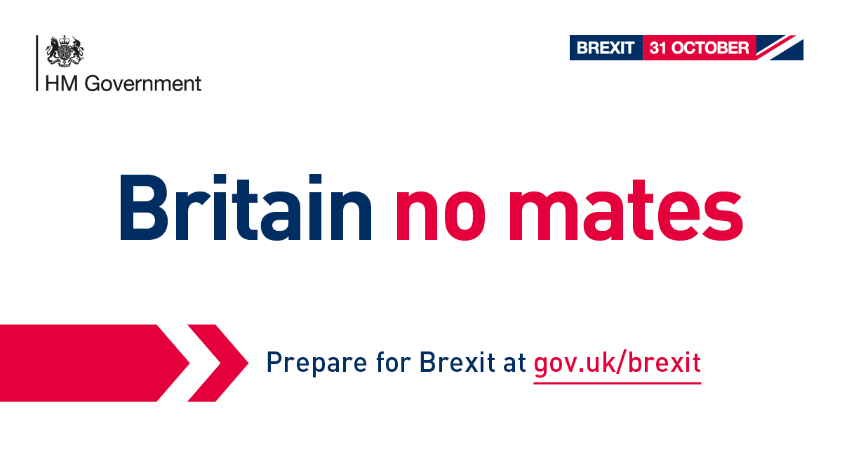 MinistryBrexit's tweet photo. We at the Ministry are trying hard to put across the positive message that we will be Global Britain come October 31st

It is disappointing that many people, including @ByDonkeys are not taking this seriously and are ridiculing our efforts

#brexitpreparations #GlobalBritain https://t.co/z5RJI7fSRf