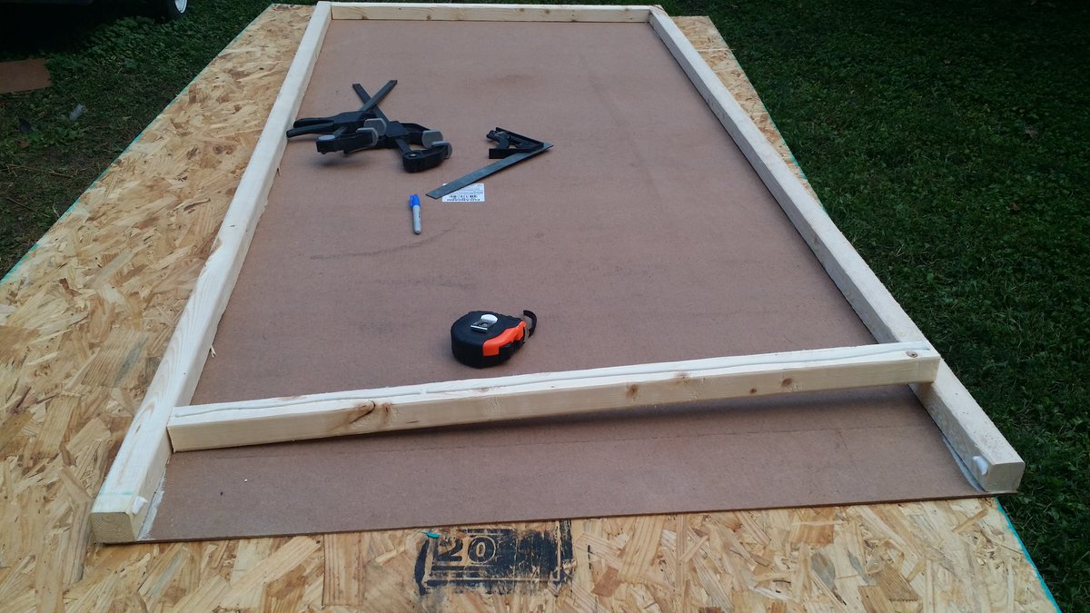 Move overflow to guest house ASAPSo here are a series of pics of door making. This is mostly the exact method used by proffesional companies except where I had to use a lot of nails they press them together, but the innards are the same--more or less.