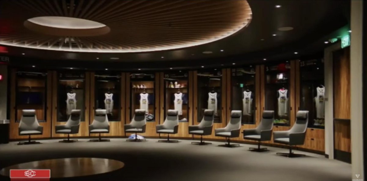 The Warriors' new locker room at Chase Center, the new home of the