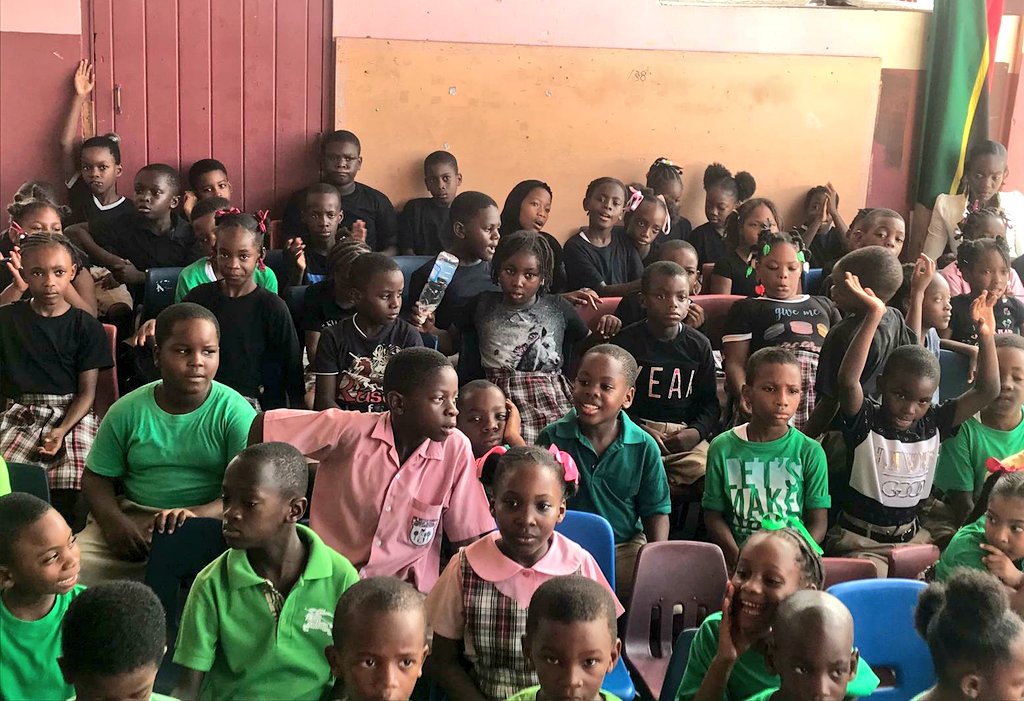MinisterAkilah's tweet photo. As part of our patriotic programs I was delighted to present Bronte Welsh Primary #School with a check on behalf of #SCASPA to assist with various expenses for the school and to present Bronte Welsh with bag packs with school supplies. Dr. William Connor also received bag packs. https://t.co/jg2AC2uKr5