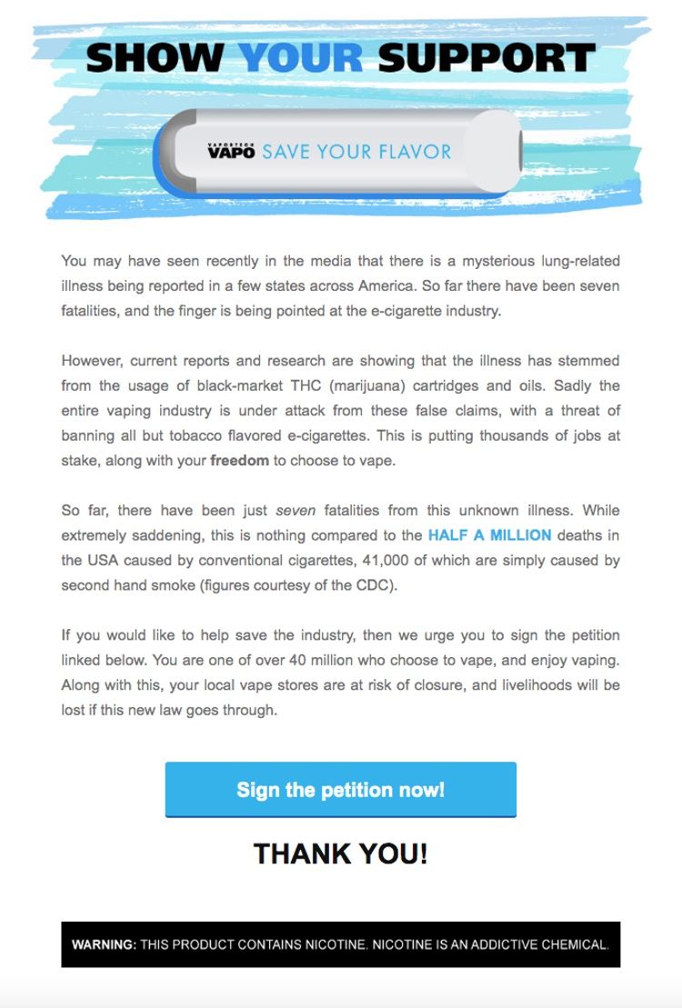 vaportechusa's tweet photo. We would like all of our followers to sign the petition for Vape products.  Signe here  https://t.co/soBTwN6ajK.  Help the whole vape community by signing. #vaportech #SaveVape #vape #vapecommunity #signthepetition #helpVapo #SaveVapo #SaveFlavors #SaveEJuice #VaporTechUSA https://t.co/whscWQj2op