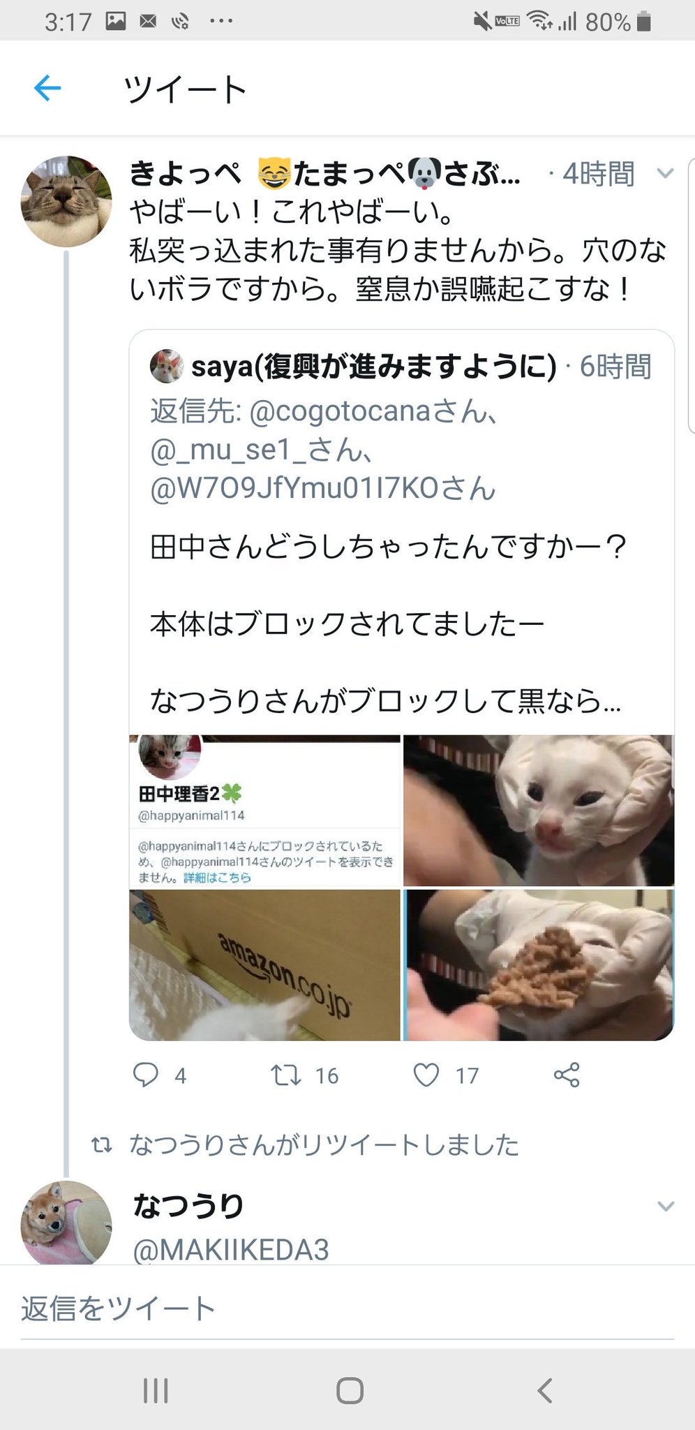 田中理香2 多忙につき休みまーす 私の保護っ子達の離乳食食べさせてる動画を勝手に都合よく切り取り貼り付け左下の子猫は数年前に猫風邪がひどかった子猫の写真をinstagramから勝手に引っ張り貼り付け虐待だと ツイートしてます 動画は先日流した物です