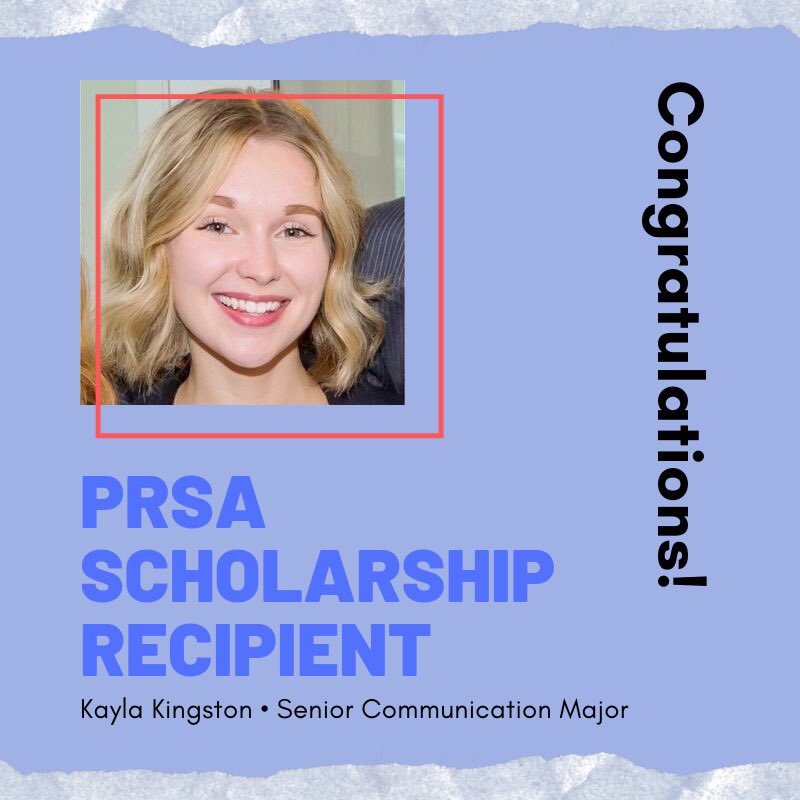FlyerPRSSA's tweet image. Congratulations Kayla Kingston! Kayla is a senior in the UD PRSSA chapter. This scholarship will help Kayla attend the 2019 PRSSA National Conference in San Diego. Safe travels Kayla!
