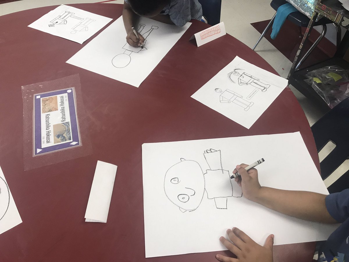 ARTSCameronES's tweet photo. Starting foundational skills in drawing shape people with kindergartners @CameronElem https://t.co/6bAFS5Uqv7