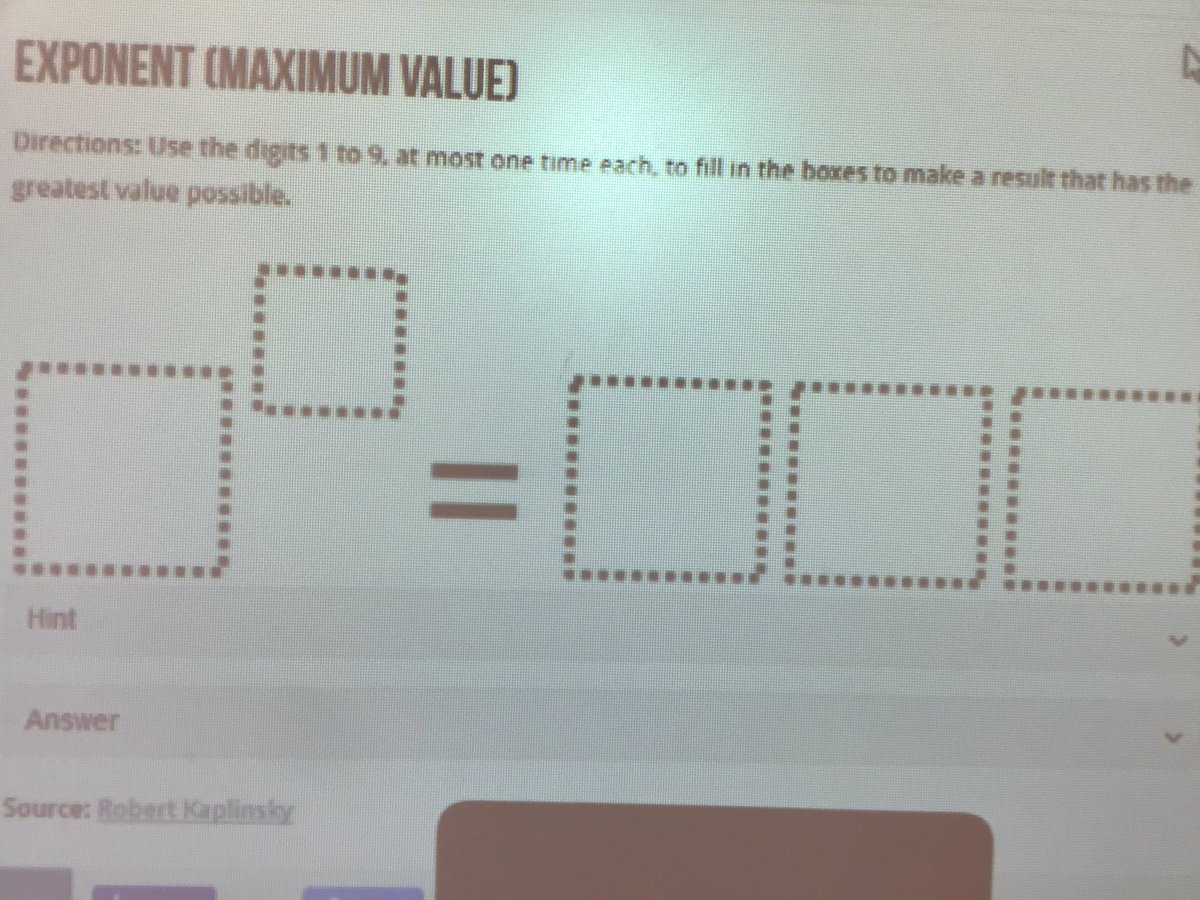 laurasternad7's tweet photo. Who has the POWER? A fun little @openmiddle math challenge after some work on exponents this week. https://t.co/hmNjkBBp2e