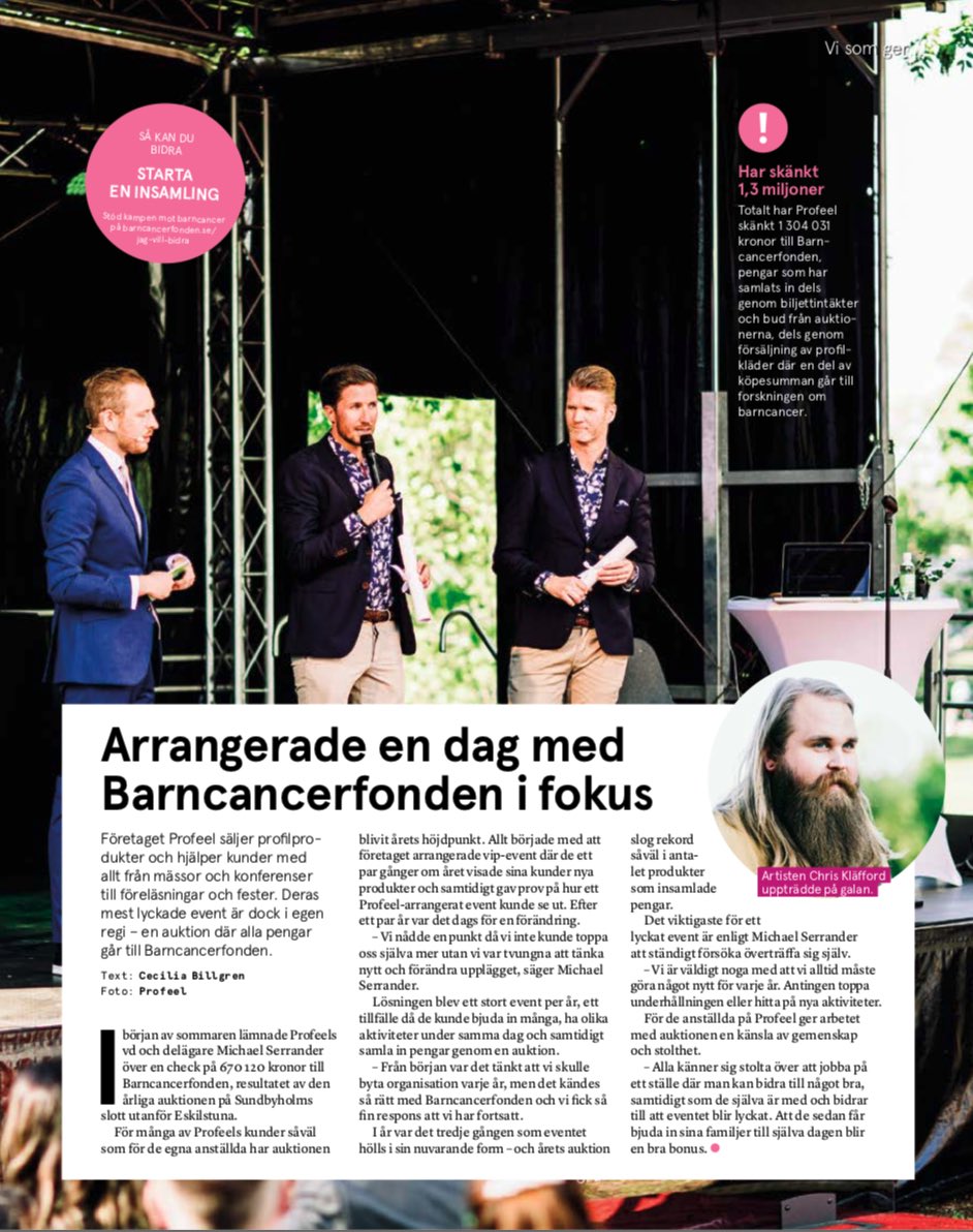 MarcusEriksson9's tweet photo. I veckan uppmärksammades vårt fantastiska event, FEEL for LIFE, i Barncancerfondens tidning. Stolt över att vi hittills samlat in över 1,3 miljoner till just Barncancerfonden. (Vi är dock inte nöjda ännu - mer ska det bli). #Profeel #Barncancerfonden 

https://t.co/ntzdJ7Zoyu https://t.co/diJLZ2rE9P