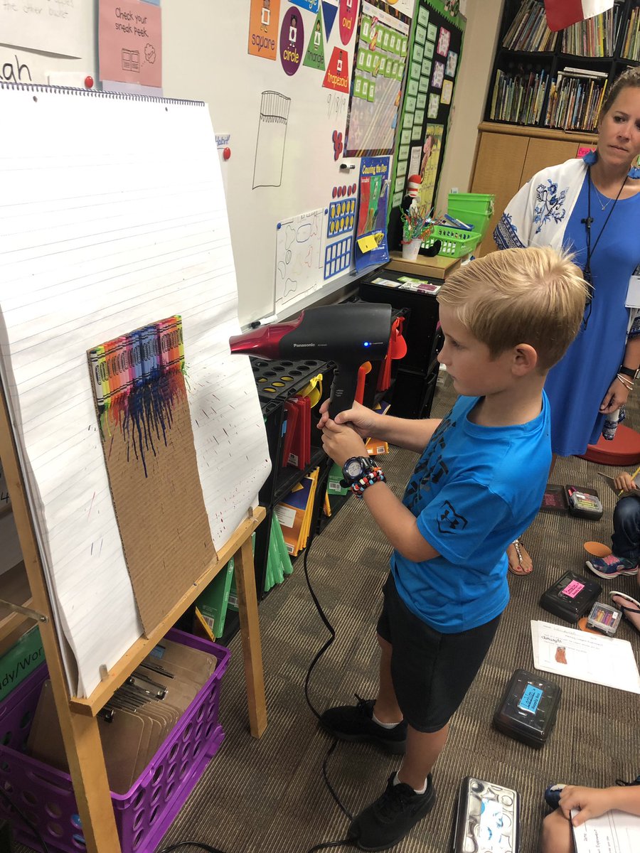 evelynbkane's tweet photo. Hatfield first graders have been studying the states of matter. Today they observed what happened to crayons when heat was added to them. "The solid turned into a liquid!" "And then it turned back into a solid when the crayons cooled back down." #NISDScience @HatfieldElem https://t.co/bnMbCzcRTq
